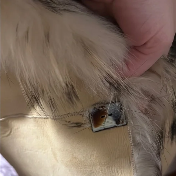 Denimaxx Beige and Brown Fox Fur-Trimmed Women's Coat - Picture 3 of 3